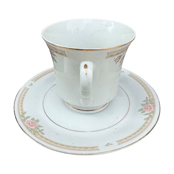 Lynns Fine China Pink Rose Teacup & Saucer Set Vintage Floral Design Porcelain - Picture 4 of 5